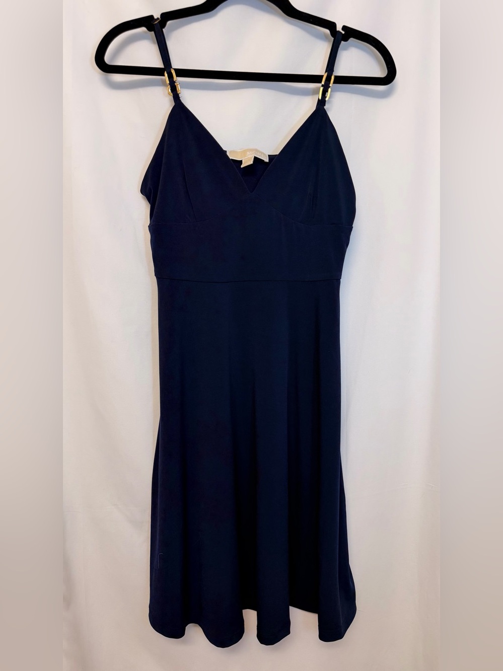 Michael Michael Kors Navy Sleeveless Midi Dress w/ Gold Hardware – Size 2